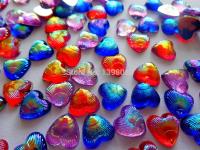 Free shipping mixed loading multi-colored heart shape 12mm 200pcs Acryl crystal rhinestones accessory gemstone beads