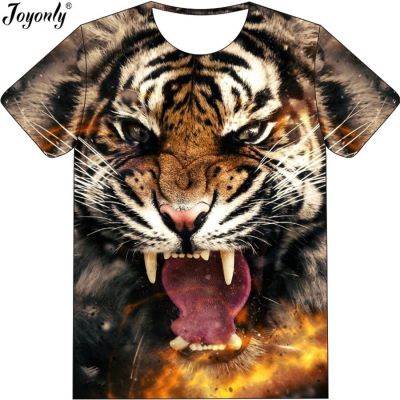Joyonly 2022 Summer Boys Girls Casual T Shirt 3D Angry Tigers Fire T-Shirt Fashion Brand Children Short Sleeve Tshirts Tops Tee