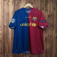 08-09 La Liga Barcelona Home เสื้อกีฬาแฟนรุ่น8 Iniesta 10 Messi ชุดฟุตบอลพัดลมแขนสั้น