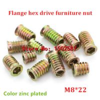 20 pcs/lot M8 x 22 warna seng dilapisi Flange Hex Head Drive kacang Furniture eksternal Internal ulir sekrup untuk memasukkan kayu kacang