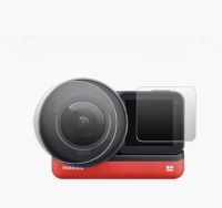 ปกป้องหน้าจอสำหรับแอคชั่น Insta360ตัวป้องกันหน้าจอกระจกนิรภัยใสบางเฉียบ + อุปกรณ์ป้องกันเลนส์ความแข็งใส HD กันจอภาพยนตร์สำหรับ Insta360 ONE R