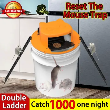 Bucket Mouse Trap, Rat Trap And Mouse Catcher Flip Slide Bucket Lid,  Reusable Mouse Traps, Smart Mouse Trap, Mouse Bucket Lid With Slide Ladder( bucket