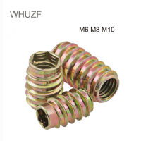 WHUZF 1020ชิ้น M6 M8 M10เหล็กคาร์บอนกระทู้สำหรับไม้แทรกอ่อนนุชหน้าแปลน Hex ไดรฟ์หัวเฟอร์นิเจอร์ถั่ว