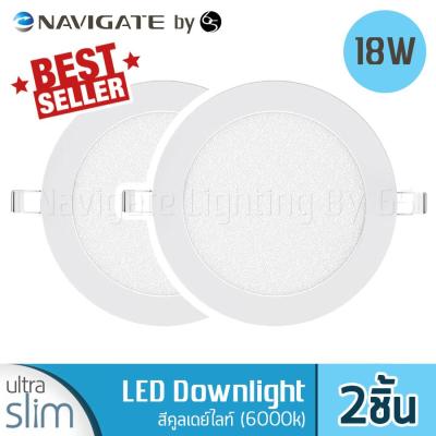 NAVIGATE Downlight LED ไฟดาวน์ไลท์ แบบบาง Ultra Slim ขนาด 8 นิ้ว 18 วัตต์ สีคูลเดย์ไลท์ Daylight (6000K) - 2ชิ้น