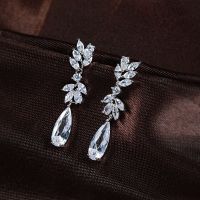 【YF】 New Design Long Temperament Water Drop Zircon Clip on Earrings Without Piercing Clips for Women Wedding Party Jewelry