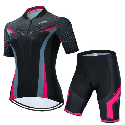 EYI  Woman Cycling Jersey Set Bicycle Sportswear Bike Clothes Shorts Sleeve Cycling Clothing Maillot Ropa Ciclismo