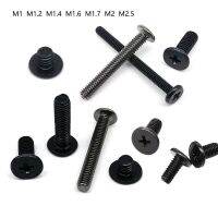 100/500/1000PCS New M1 M1.2 M1.4 M1.6 M1.7 Black Zinc Steel Phillips Pan Head Micro Mini Screw