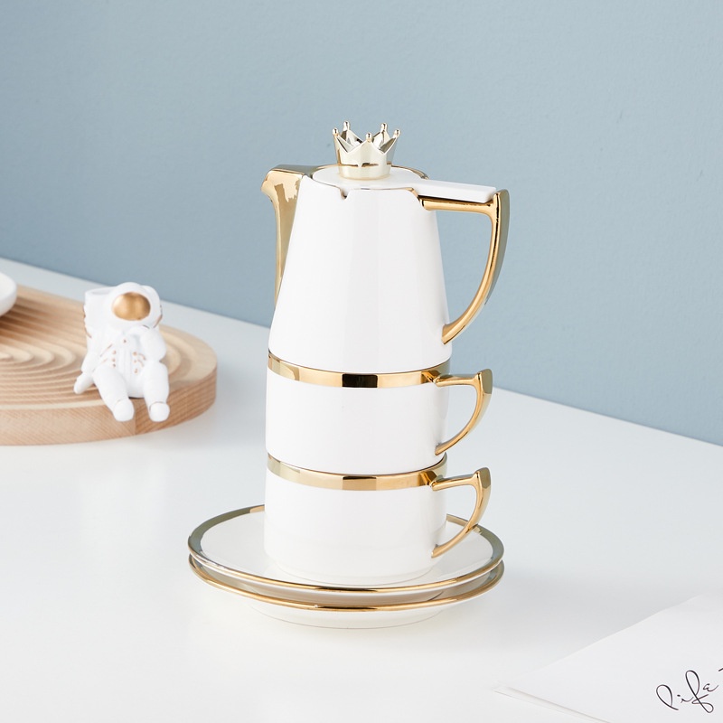 Crown Porcelain Elegance Tea Cup One Cup Tea Pot and Lid 