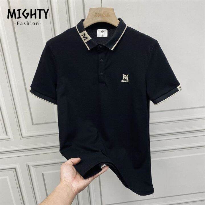 original-summer-and-autumn-new-business-casual-lapel-top-mens-trendy-short-sleeved-t-shirt-tide-brand-high-end-embroidery-polo-shirt