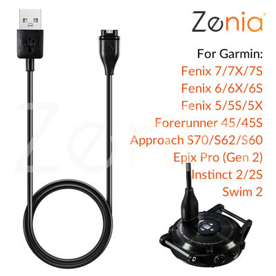 Zenia เครื่องชาร์จ USB สายชาร์จสำหรับ Garmin Instinct 2X 2S Crossover Esports Tactical Camo Surf dezl Fenix 7X/7/7S/6S/6/6X Pro Solar Sapphire/5/5X/5S Plus Forerunner 45/45S/945/935/955 Tactix D2 Charlie Delta Approach S70 S62 S60 Epix Gen 2 Quatix Swim