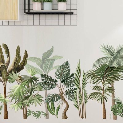 Tropical Wall Stickers Home Decor DIY Green Tree Leaves Removable Vinyl Mural Art Vegetation Wallpaper Decoration