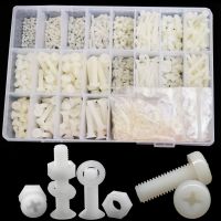 ▥ 1275PCS M2M3M4M5M6 White Phillips Nylon Countersunk Flat Head Screw Nut Washer Set Round Head Cross Bolt Plastic Insulated Screw