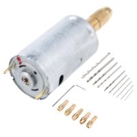 Mini Electric Hand Drill Bit Set DC 12V Motor 0.5-3mm HSS Twist Drill Bit with 5Pcs Chuck Collets Fits Drilling Hole Saw