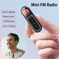 เครื่องส่งสัญญาณวิทยุ FM วอล์คแมนแบบพกพาทรานซิสเตอร์วิทยุดิจิตอล LCD หูฟังเสียงสเตอริโอกีฬาวิ่งคลิปหนีบเข็มขัดแบล็คไลท์สำหรับเดิน