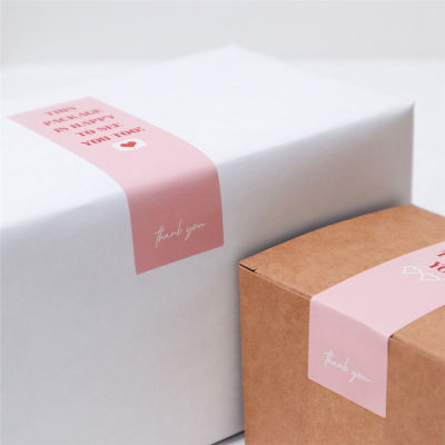 50pcs Pink Thank You Stickers Seal Labels Happy to see you Small Business Packaging Decorate Stickers Gift box seal Labels