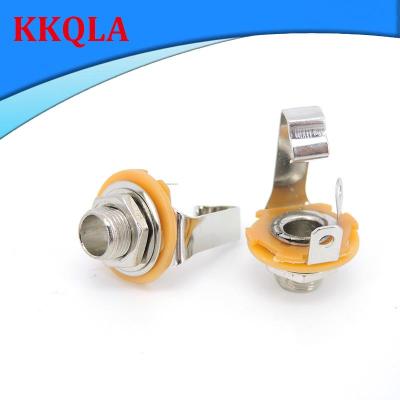 QKKQLA Shop 5x 6.35mm 2 pin Pole 1/4" Female Panel Mount power socket Connector 6.35 6.5 Mono Audio cable Jack plug Chassis Solder Adapter