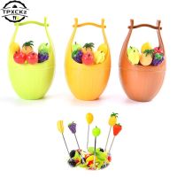 1set Cartoon Fruit Fork Set Twisted Party Buffet Desserts Food Cocktail Sandwich Stick For Home Party Decor Fruit Pick Toothpick