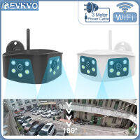 EVKVO 8MP เลนส์คู่ 180 องศามุมกว้าง WIFI IP Camera CCTV กล้องตรวจจับร่างกายกันน้ำแบบไร้สายกลางแจ้งที่มีสีสัน Night Vision กล้องวงจรปิดรักษาความปลอดภัย