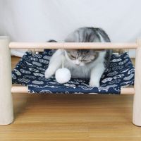 Pet Wooden Cat Hammock Removable and Washable Wooden Frame Splicing Cat Litter Breathable Moisture-Proof Marching Bed