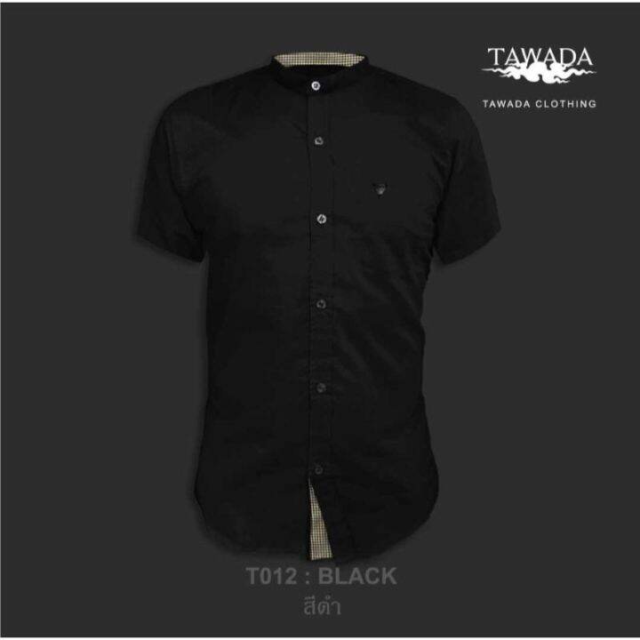 เสื้อเชิ้ตสีดำทรง-slimfit-ผ้า-oxford-cotton100-แบรนด์-tawada-รุ่น-t012-black