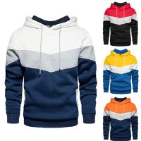 Three Splice Color Hoodies Mens Long Sleeve Autumn Winter Casual Sweatshirt Hooded Top Boy Outdoor Sport Jogging Hoodies