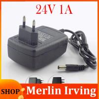 Merlin Irving Shop AC DC 24V 1A 1000ma Power Adaptor 110V 220V Converter Adapter DC24V Wall Charger Supply US EU Plug 24W Switch 5.5*2.1mm