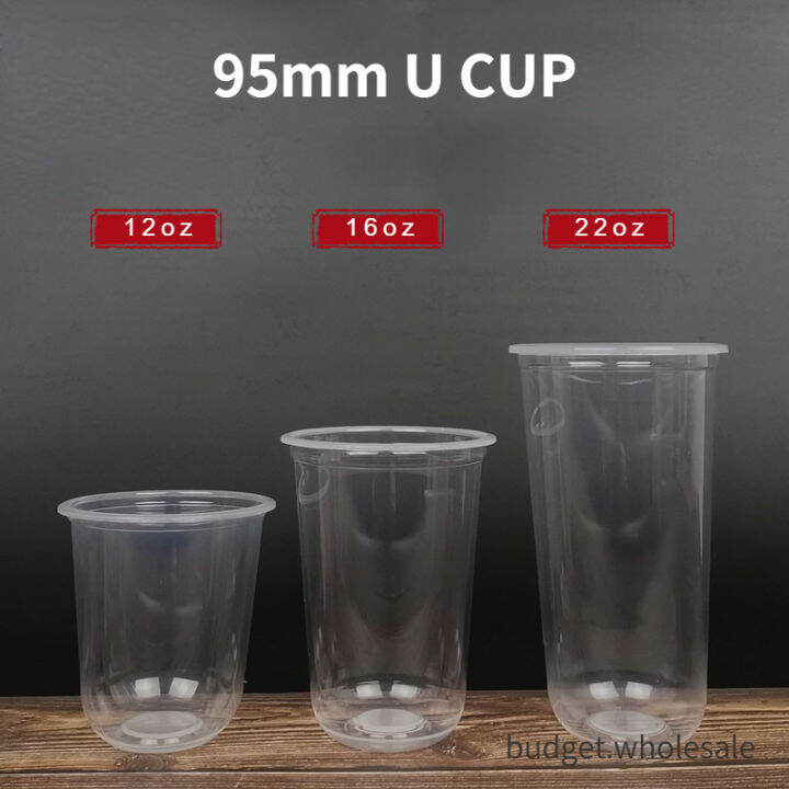 [100pcs] Plastic U CUP with Lids SET (8oz, 12oz, 16oz, 22oz) 95mm for ...