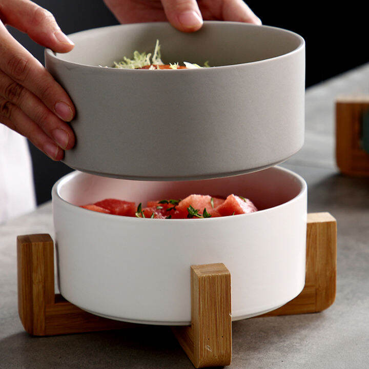 salad-dessert-solid-color-ceramic-bowl-flat-bottom-large-creative-nordic-household-ramen-bowl-with-wooden-stand