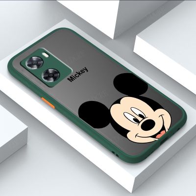 OPPO A57 4G 2022 A77 5G Mickey Mouse Contrast Button Matte Plastic Casing Skin Feeling Phone Case Soft Bumper Cover