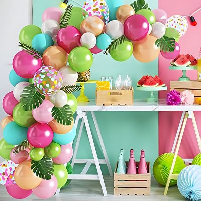 【CC】 94Pcs Hawaii Balloons Arch Garland Leaves for Birthday Baby Shower Wedding Decorations