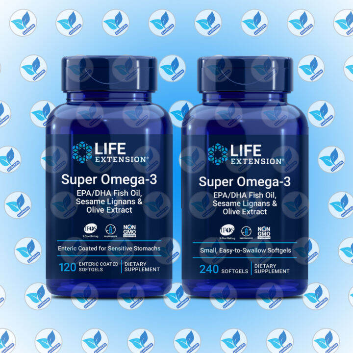 Life Extension Super Omega-3 EPA/DHA Fish Oil, Sesame Lignans & Olive ...