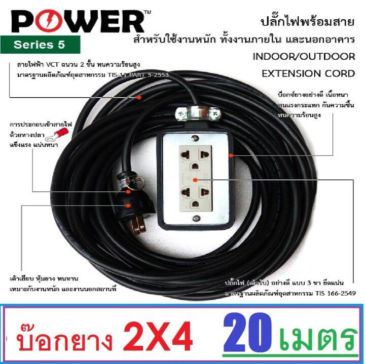 บล็อกยางพร้อมสายประกอบพร้อมใช้งาน-รุ่น2x4-20เมตร-ทนกระแสไฟ-ปลั้กสนาม-ปลั้กโรงงาน-วัสดุทนร้อน-tis-11-part-5-2553