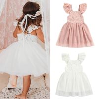 1-5years Infant Girls Lace Tutu Dress Girls Solid White Pink Fly Sleeve V-Neck Girls  Princess Party Dress  by Hs2023