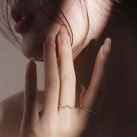 Women V-shaped Diamond Rings Korean Fashion Tail Ring Joint Ring Hello Girl Jewelry