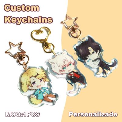Custom Keychains Cartoon Llavero Photo Customized Anime Transparent Charm Hologram Clear Acrylic Personalized Key Rings for Gift Key Chains
