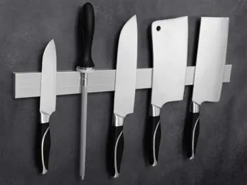 304 Stainless Steel Magnet Knife Holder Knives Organizer Black Magnetic  Knife Holder Wall Mount Kitchen Tool