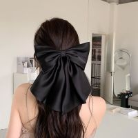 Fashion Large Satin Bow Tie Headwear Girls Super Fairy Solid Hairpin For Female Spring Clip 2023 New Hair Accessories