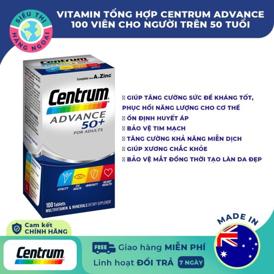 Vitamin tổng hợp cho người trên 50 tuổi centrum advance 50+ lọ 100 viên - ảnh sản phẩm 6