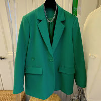 ร้อน, ร้อน★Green suit jackets for girls women Korean style oversized loose slim office fashion coat