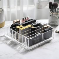 Clear Acrylic Makeup Organizer Makeup Powder Box Desktop Eyeshadow Storage Box Lipstick Brush Holder Jewelry Cosmetic Box