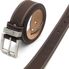 Reversible Matte Black Buckle Belt With Pattern – Black Brown, DAVID WEJ