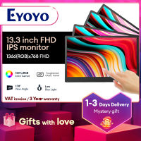 Eyoyo หน้าจอสัมผัสพกพา13.3นิ้ว1920X1080 Full HD IPS หน้าจอสัมผัสหน้าจอสัมผัสแบบสลับประจุไฟฟ้า IPS พร้อมพอร์ต2 USB C &amp; ใช้งานได้กับพีซีพอร์ต HDMI/แล็ปท็อป/โทรศัพท์ /Mac/xbox/ PS4