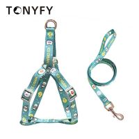 Dog Harness Set Printed Pattern Puppy Walk Chest Strap Chihuahua Pug Cat Small Medium Pet Seat Belt Supplies Dogs Chain Leash