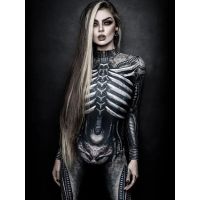 Halloween Skeleton Printed Bodysuit Cosplay Costumes Suit Women Jumpsuit Costume Halloween Woman Scary Costumes