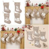 Christmas Snowman Santa Elk Bear Printing Xmas Candy Gift Bag Christmas Stockings Socks Fireplace Xmas Tree Decoration