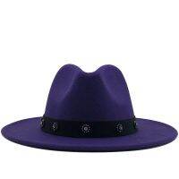 Men Women Wide Brim Wool Felt Fedora Panama Hat With Diamond Decoration Jazz Trilby Cap Party Formal Top Hat In Pink,Black 60CM