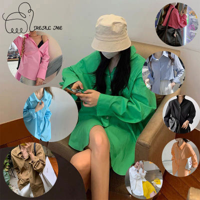 พร้อมส่งในไทย เสื้อเชิ้ตหลากสี เสื้อผ้าแฟชั่นหลายสีไห้เลือก เสื้อผ้าผู้หญิงสไตล์เกาหลี เสื้อเชิ้ตโอเวอร์ไซส์