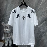 High Quality Chrome Heart CH cross short-sleeved t-shirt mens new pure black and white