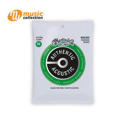 สายกีตารโปร่ง Martin MA530S Marquis Silked Phosphor Bronze Authentic Acoustic Guitar Strings Extra Light 10-47