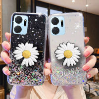 ใหม่เคสโทรศัพท์เกียรติ Honor X9A X7A ฝาหลังกากเพชรส่องแสงเป็นประกายวิบวับดาวขาตั้งโปร่งใสเคสมือถือรูปดอกเดซี่ฝาหลัง HonorX7A HonorX9A